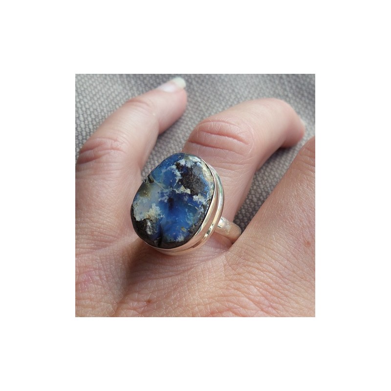 Zilveren ring gezet met Boulder Opaal ring maat 18 mm