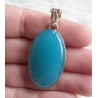 Zilveren hanger gezet met ovale blauwe Chalcedoon
