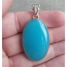 Zilveren hanger gezet met ovale blauwe Chalcedoon