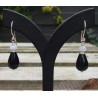 Zilveren oorbellen met zwarte Onyx en blauw Lace Agaat