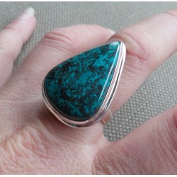 Zilveren ring gezet met druppelvorm Azuriet 18.5 mm