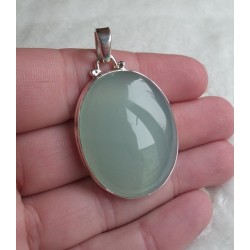 Zilveren hanger gezet met aqua Chalcedoon