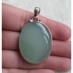 Zilveren hanger gezet met aqua Chalcedoon