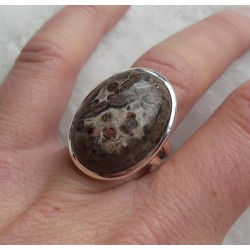 Zilveren ring gezet met Luipaard Jaspis maat 17.7 mm