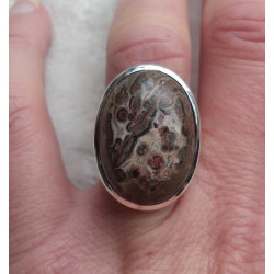 Zilveren ring gezet met Luipaard Jaspis maat 17.7 mm