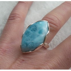 Zilveren ring gezet met Larimar ring maat 16.5 mm