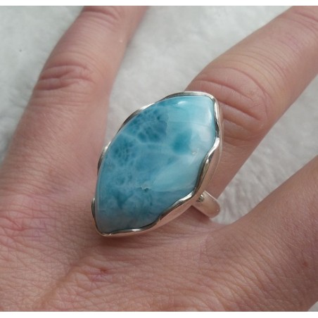 Zilveren ring gezet met Larimar ring maat 16.5 mm