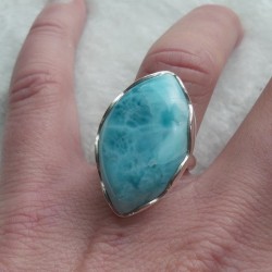 Zilveren ring gezet met Larimar ring maat 16.5 mm