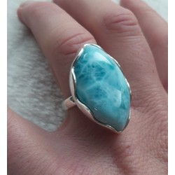 Zilveren ring gezet met Larimar ring maat 16.5 mm