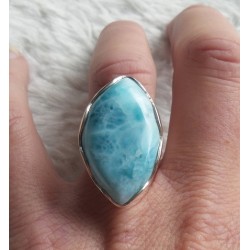 Zilveren ring gezet met Larimar ring maat 16.5 mm