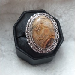 Zilveren ring met Poppy Jaspis ( Stromatoliet Fossiel ) 18 mm