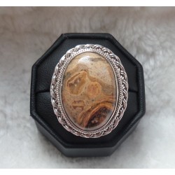 Zilveren ring met Poppy Jaspis ( Stromatoliet Fossiel ) 18 mm