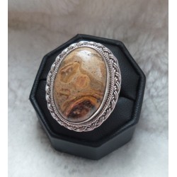 Zilveren ring met Poppy Jaspis ( Stromatoliet Fossiel ) 18 mm