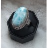 Zilveren ring met Larimar gezet in bewerkte setting 18 mm