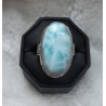 Zilveren ring met Larimar gezet in bewerkte setting 18 mm