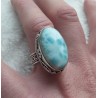 Zilveren ring met Larimar gezet in bewerkte setting 18 mm