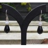 Zilveren oorbellen met zwarte Onyx en blauw Lace Agaat