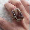 Zilveren ring rechthoekige Laguna Lace Agaat maat 17.5 mm