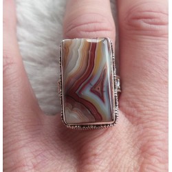 Zilveren ring rechthoekige Laguna Lace Agaat maat 17.5 mm