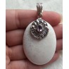 Zilveren hanger met grote Scoleciet en Amethist