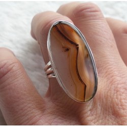 Zilveren ring gezet met ovale Montana Agaat maat 17.7 mm