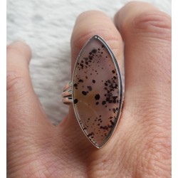 Zilveren ring met marquise Montana Agaat maat 17.3 mm
