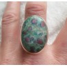 Zilveren ring gezet met grote Robijn in Fuchsiet maat 20 mm