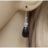 Zilveren oorbellen met zwarte Onyx en blauw Lace Agaat