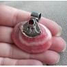 Zilveren hanger gezet met ovale Rhodochrosiet en Granaat