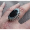 Zilveren ring ovale Dendriet Opaal gezet in bewerkte setting 18