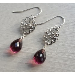 Zilveren oorbellen met Amethist quartz briolet