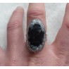 Zilveren ring ovale Dendriet Opaal gezet in bewerkte setting 18