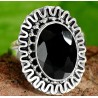 Zilveren edelsteen ring met zwarte Onyx maat 17.5