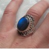Zilveren ring met Labradoriet gezet in bewerkte setting17.3 mm