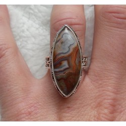 Zilveren ring marquise Laguna Lace Agaat bewerkte setting 18 mm