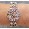 Zilveren armband gezet met facet geslepen Amethisten en Peridot