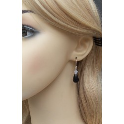 Zilveren oorbellen met zwarte Onyx en blauw Lace Agaat