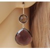 Zilveren oorbellen met Smokey Topaas en Amethist quartz briolet