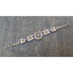 Zilveren armband gezet met facet geslepen Amethisten en Peridot