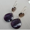 Zilveren oorbellen met Smokey Topaas en Amethist quartz briolet