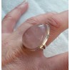 Zilveren ring met grote cabochon druppelvorm Rozenkwarts 18.5 mm