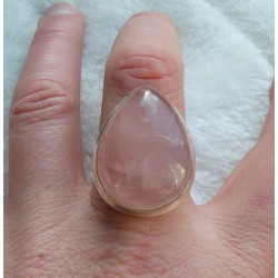Zilveren ring met grote cabochon druppelvorm Rozenkwarts 18.5 mm