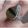 Zilveren ring met druppelvorm Septaria in bewerkte setting 19 mm
