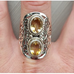 Zilveren ring gezet met Citrien 19.3 mm