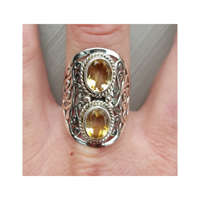 Zilveren ring gezet met Citrien 19.3 mm