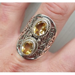 Zilveren ring gezet met Citrien 19.3 mm
