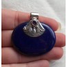 Zilveren hanger met grote ovale Lapis Lazuli gezet met Amethist