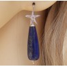 Zilveren oorbellen met smalle Lapis Lazuli briolet