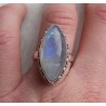Zilveren ring gezet met marquise regenboog Maansteen 17.3 mm