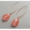Rosé vergulde oorbellen met cherry quartz briolet
